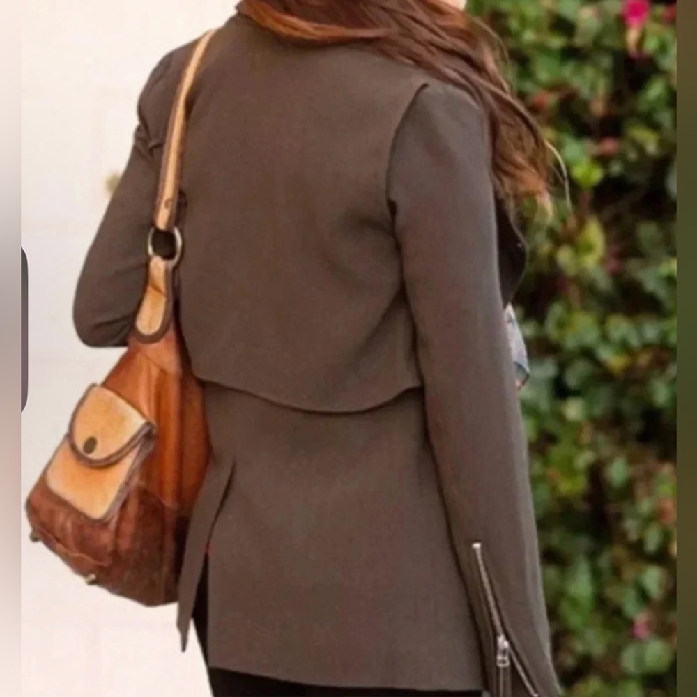 Aritzia Wilfred Mayet Moto Jacket Olive green women medium moto asymmetric rock